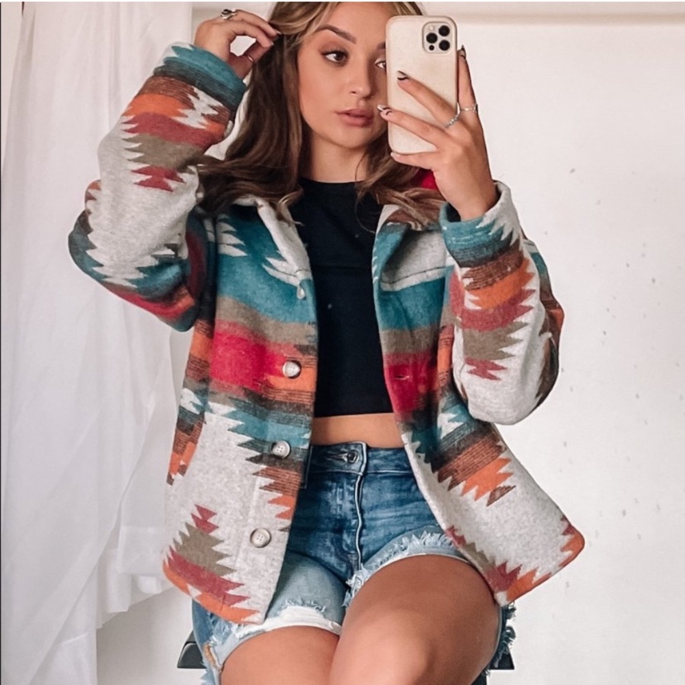 Last L then sold out! Bohemian Aztec Southwest Pattern Jacket - Picture 11 of 17